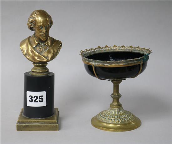 A Shakespeare bust and a Limoges enamel tazza